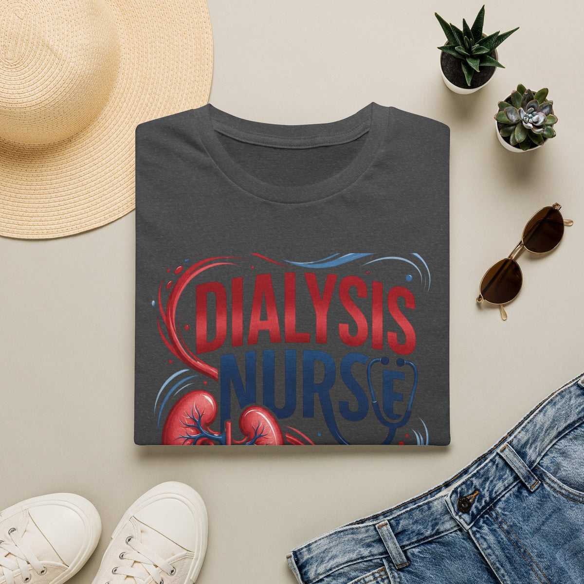 Creative T Shirt Design Celebrating Dialysis Nurses With Flowing Elements