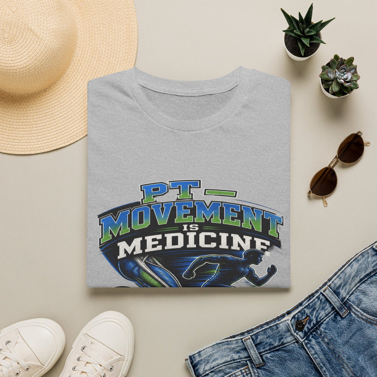 Dynamic T-shirt Design Featuring _PT Movement Is Medicine_ Text- Graphic Tees