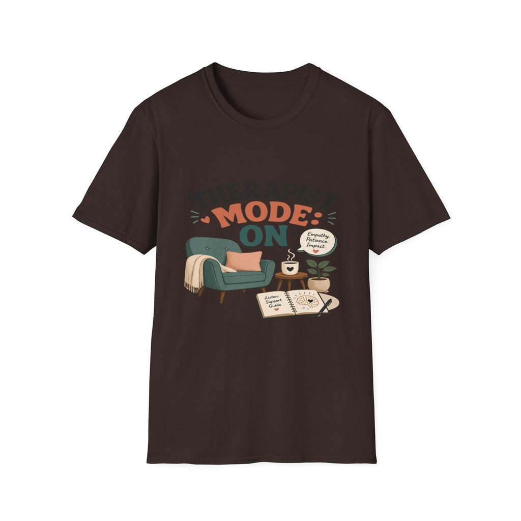 Bold Typography Depicting Therapist Mode With Stylish Illustrations- Graphic Tees