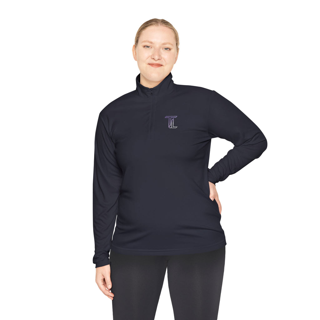 Quarter-Zip Pullover — Minimal Monogram 'T' Embroidered Pullover