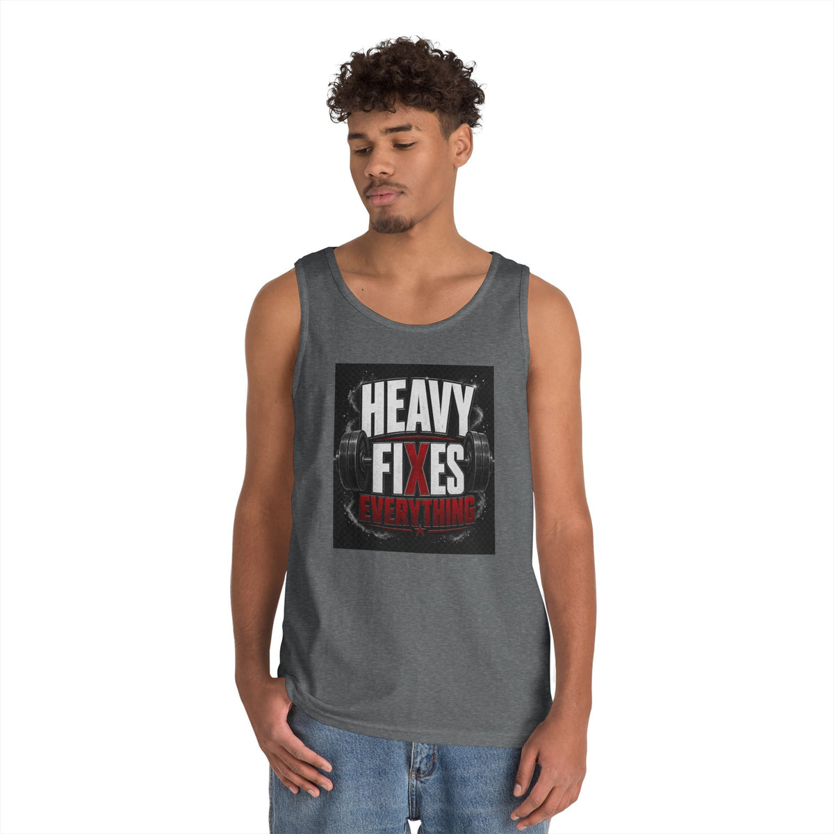 Tank Top — "Heavy Fixes Everything" Gym Workout Tank
