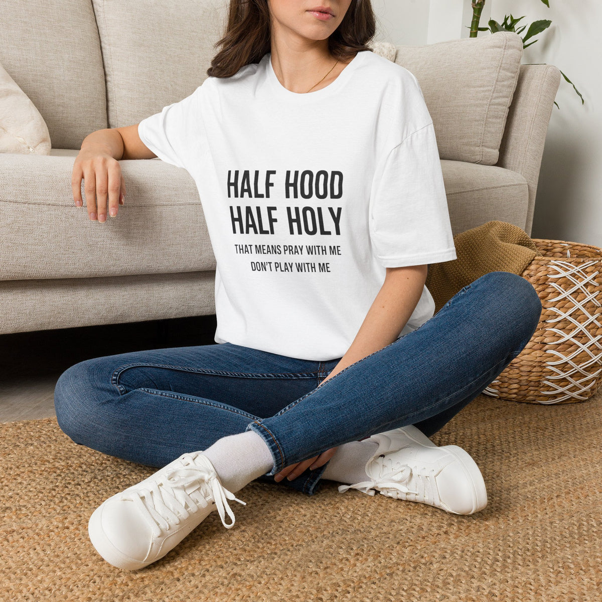 Half Hood Half Holy T-Shirt — Funny Faith & Attitude Graphic Tee