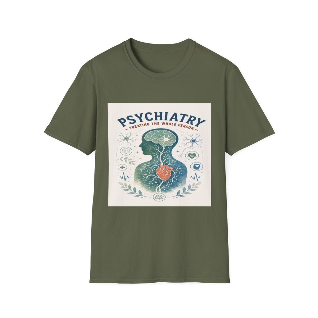 Human Silhouette With Brain And Heart Surrounded By Medical Imagery- Graphic Tees
