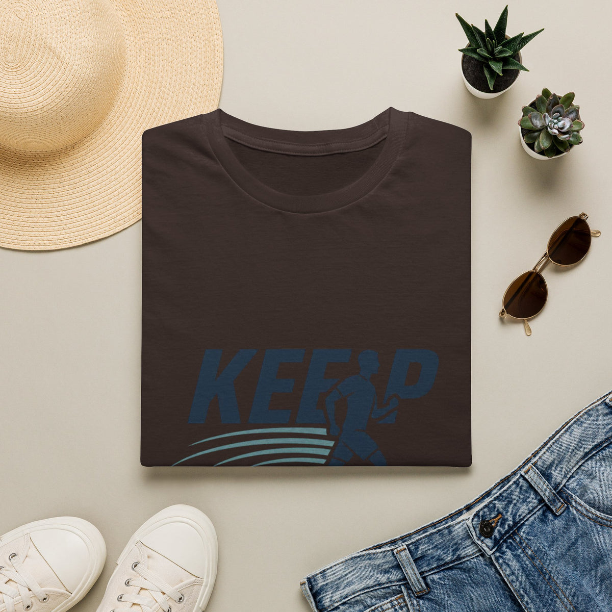 Minimalist T Shirt Design Featuring Keep Moving Statement