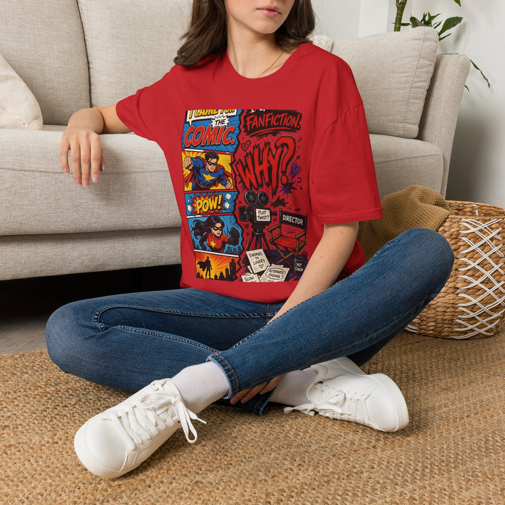 Split T Shirt Design Featuring Comic Panels And Fanfiction Elements