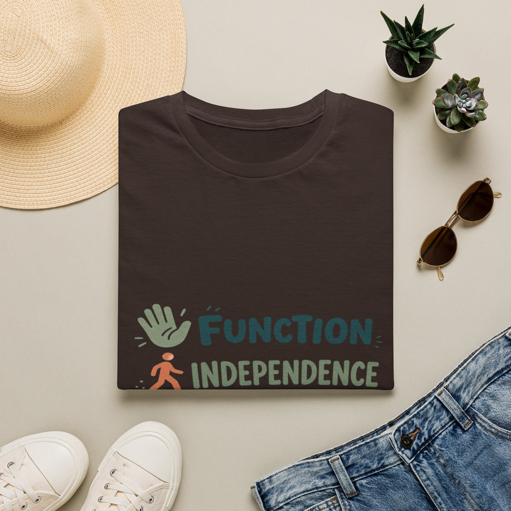 Playful Typography Featuring Function Independence Life With Icons- Graphic Tees