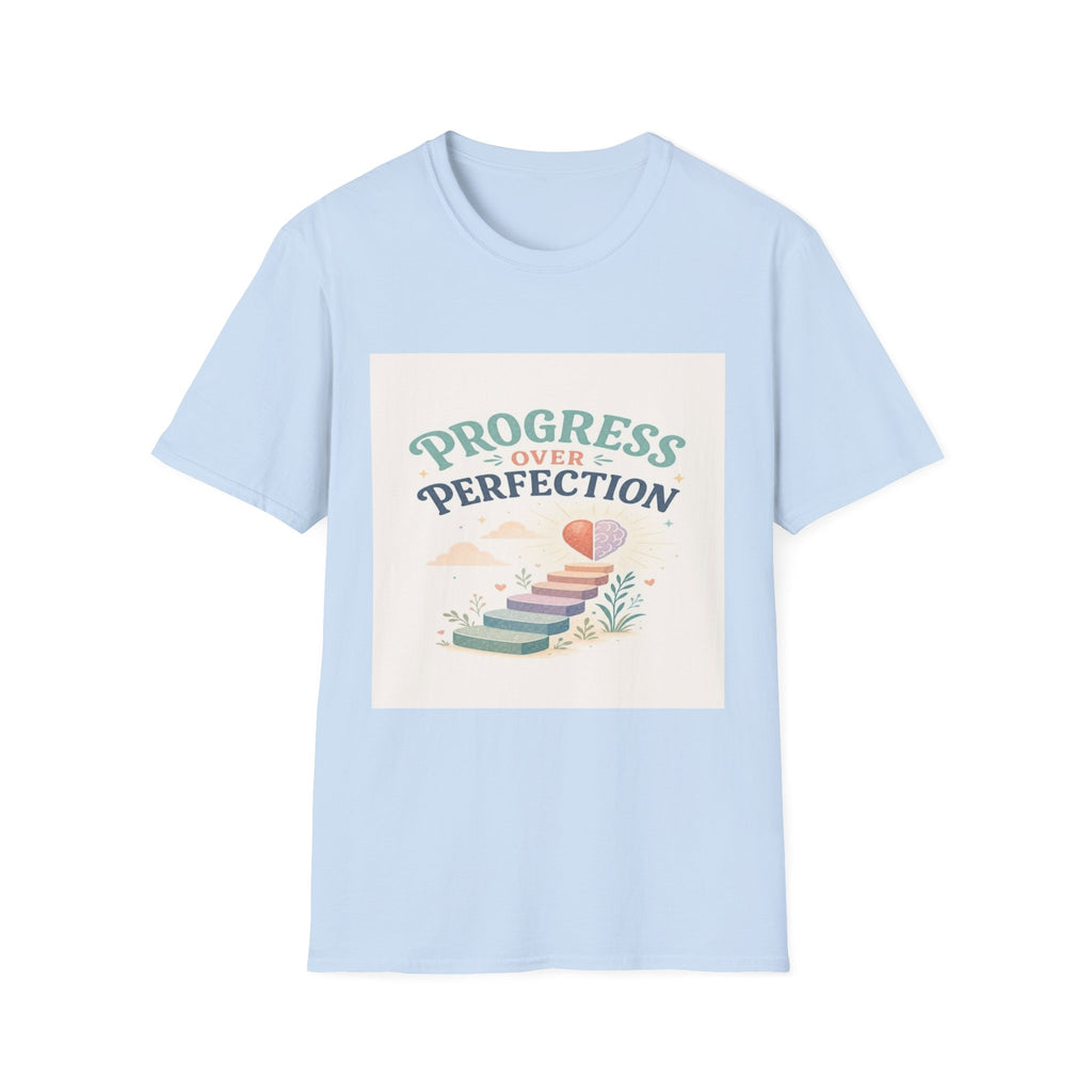 Bold T-Shirt Design Featuring Progress Over Perfection Phrase- Graphic Tees