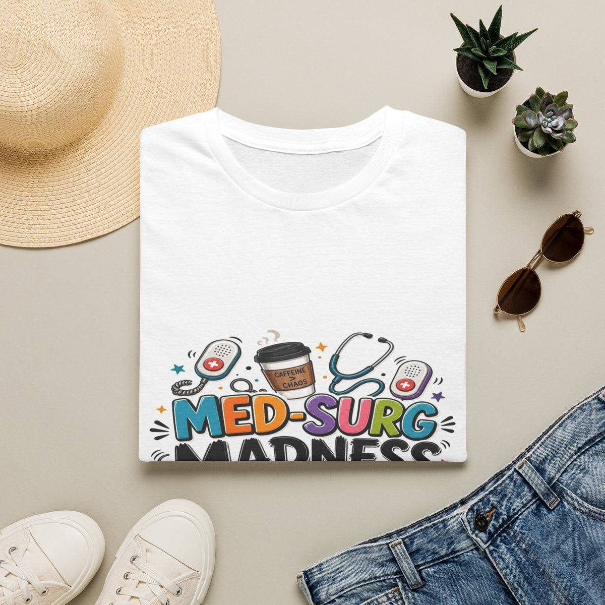Vibrant T-Shirt Design Featuring MED-SURG MADNESS Phrase (1)- Graphic Tees