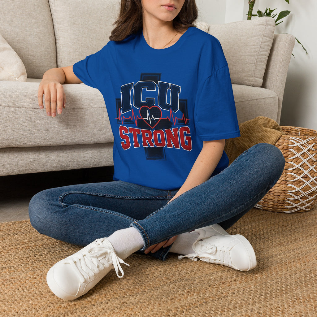 Athletic T Shirt Design With Bold ICU STRONG Typography