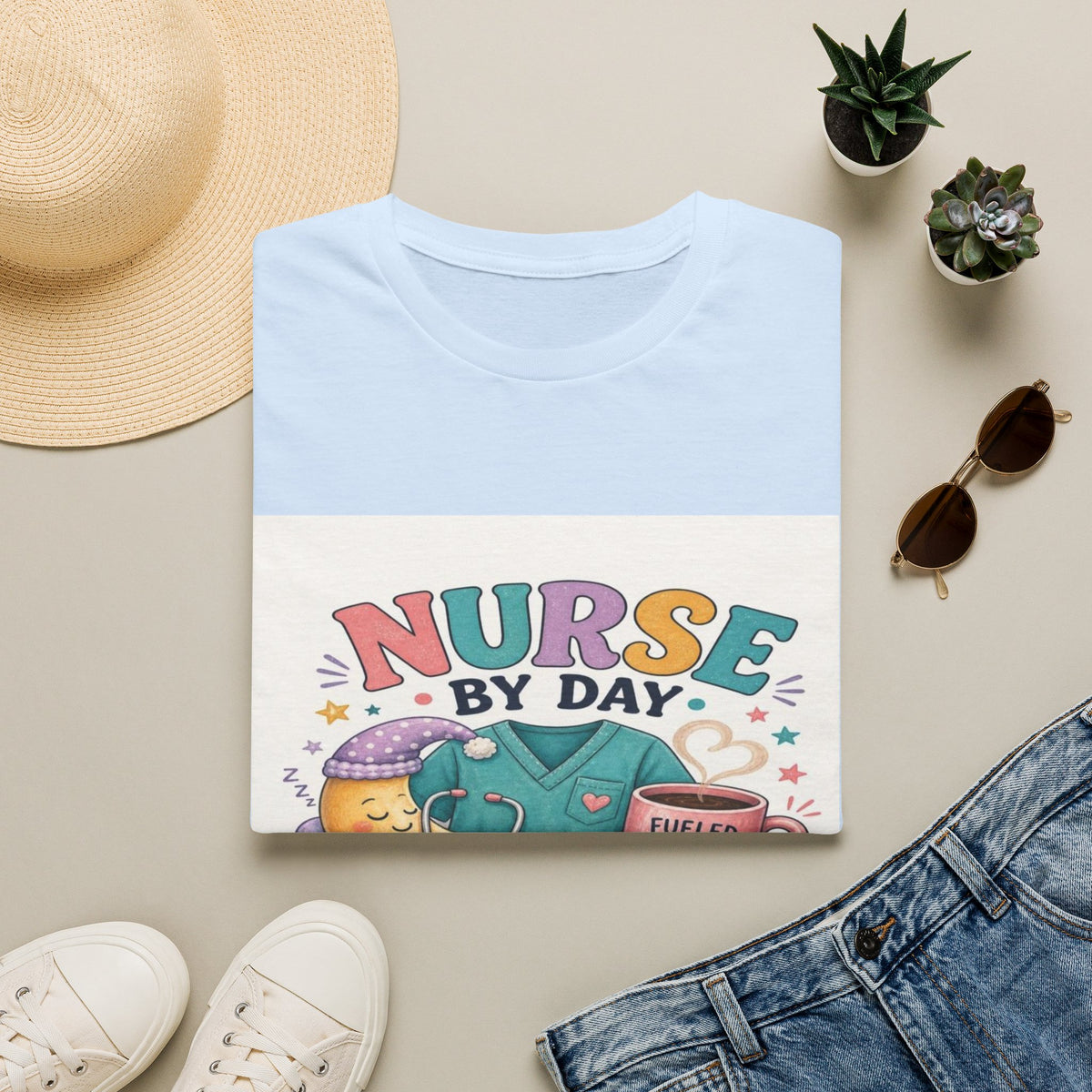 Playful T-shirt Design Featuring Nurse Life Typography And Illustrations (1)- Graphic Tees