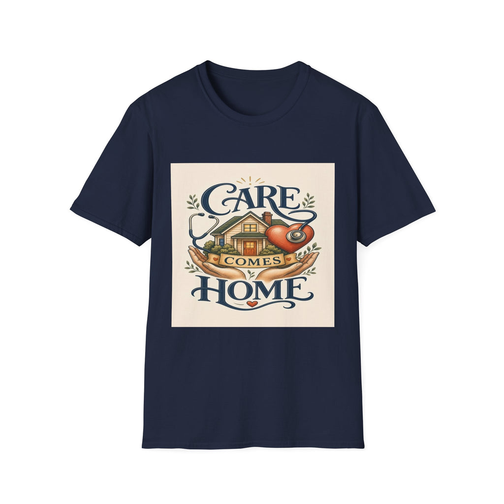 T-shirt Design Featuring Care Comes Home With Warm Illustrations- Graphic Tees