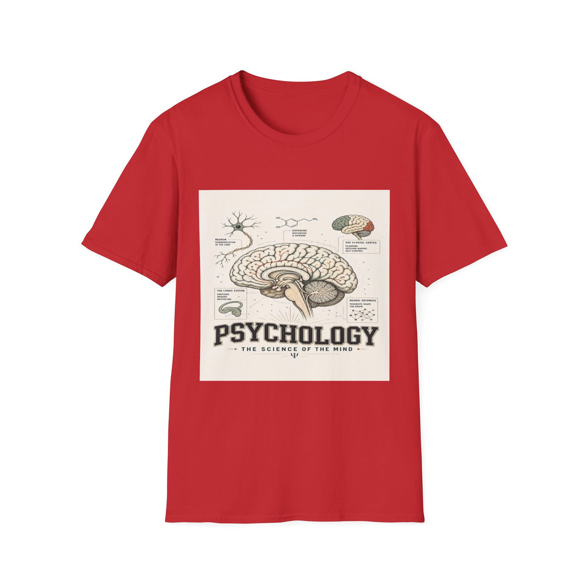 Human Brain Illustration Featuring Neural Pathways And Typography- Graphic Tees
