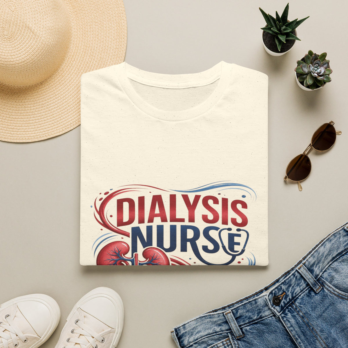 Creative T-Shirt Design Celebrating Dialysis Nurses With Flowing Elements- Graphic Tees