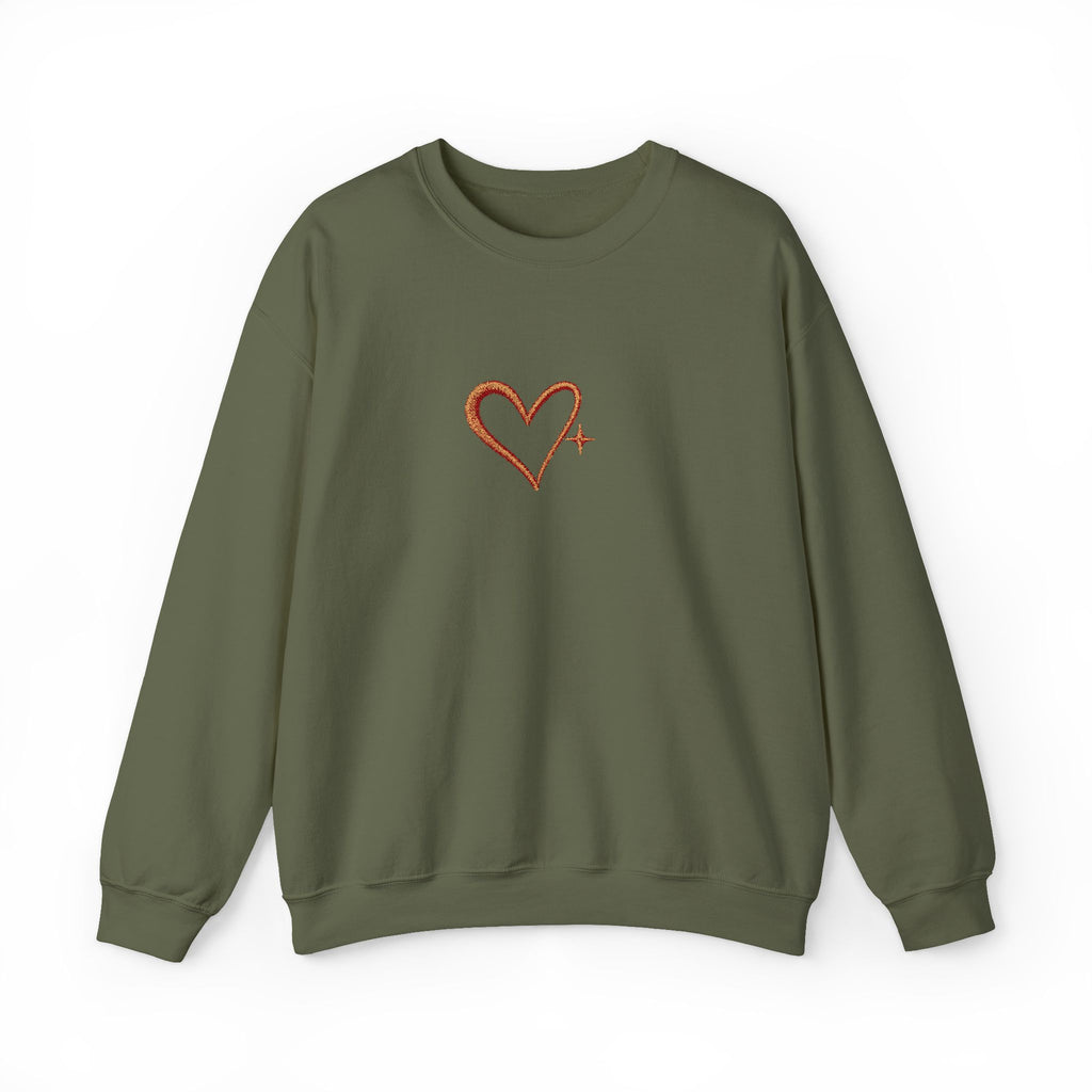 Embroidered Gold Heart Crewneck Sweatshirt