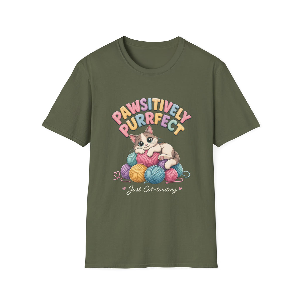 Pawsitively Purrfect Cat T-Shirt — Cute Kitten Yarn Lover Tee