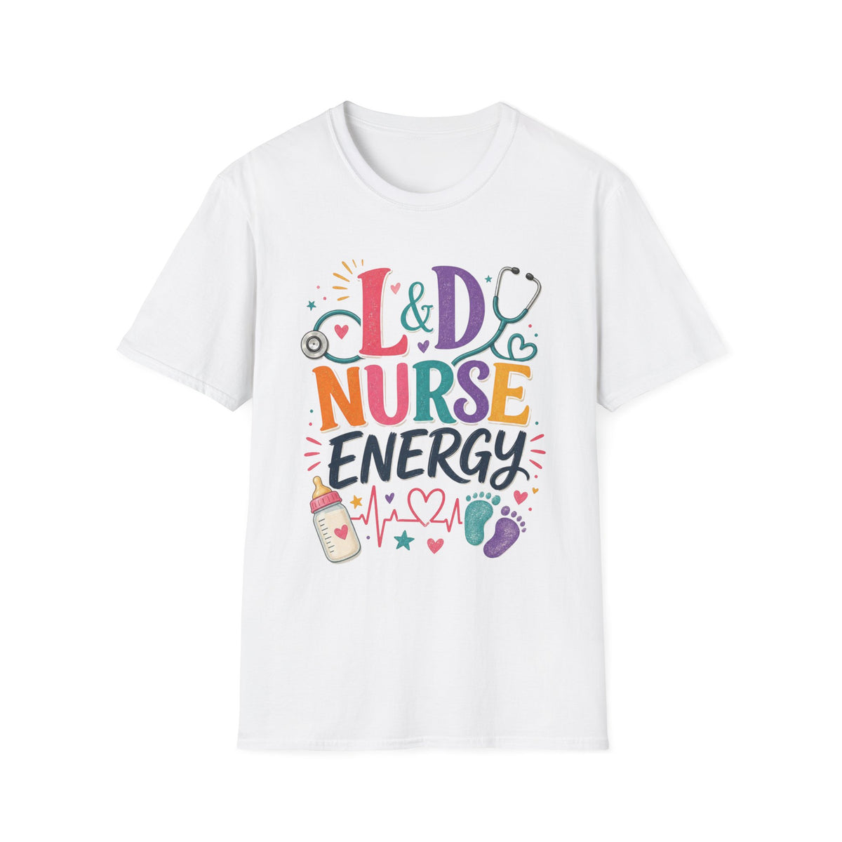 L&D Nurse Energy Trendy T Shirt Design With Vibrant Elements