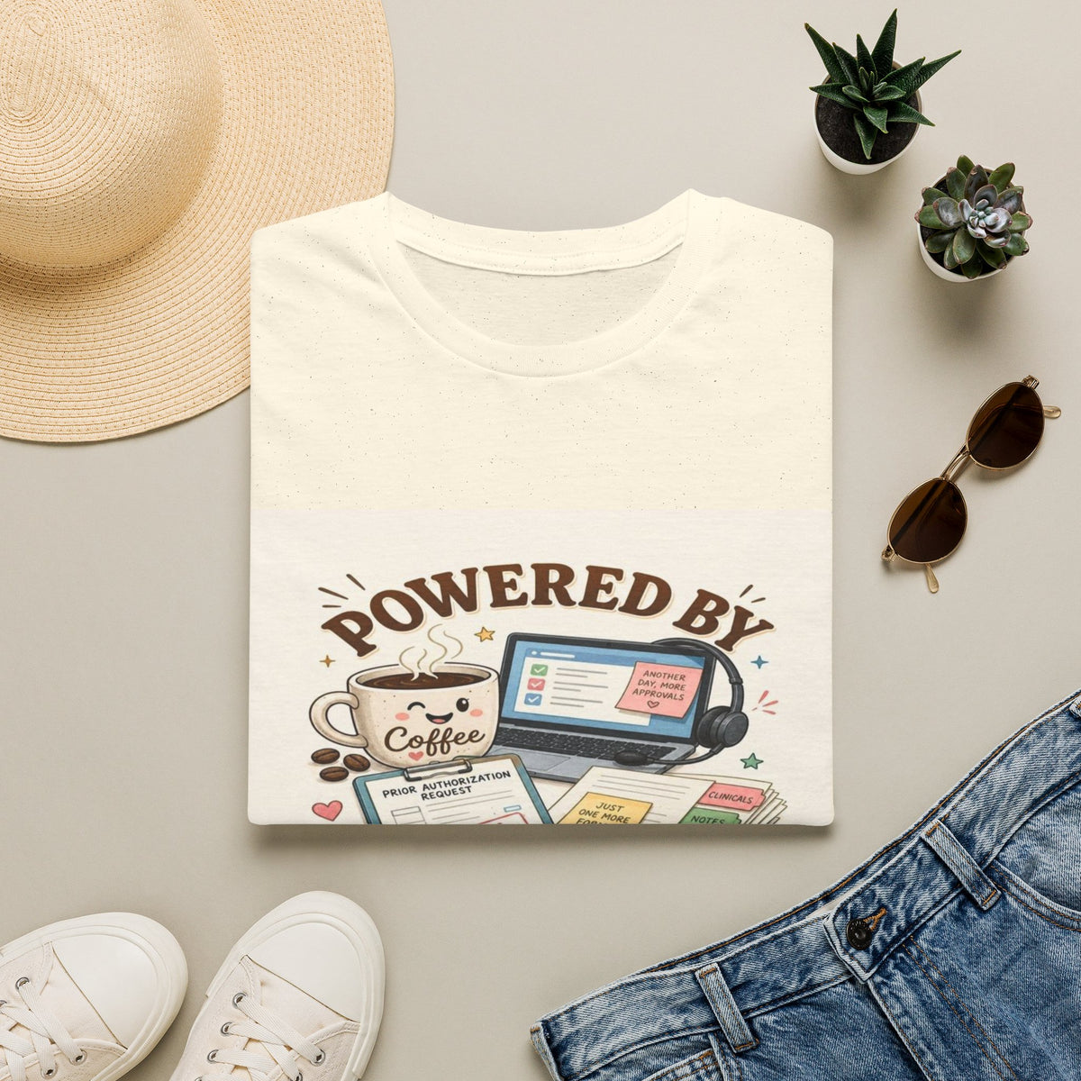 Whimsical T-shirt Design Featuring Coffee And Prior Authorizations (1)- Graphic Tees
