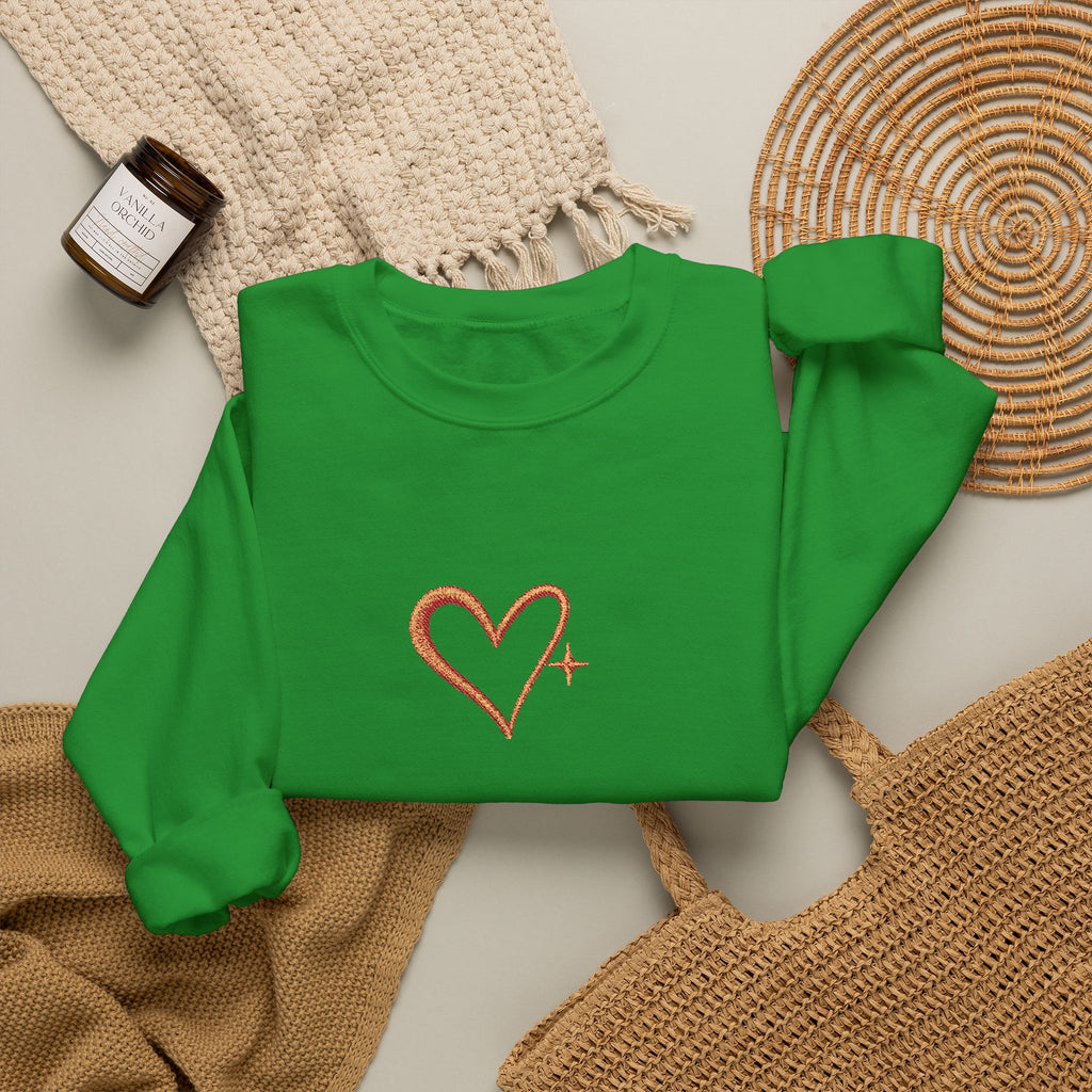 Embroidered Gold Heart Crewneck Sweatshirt