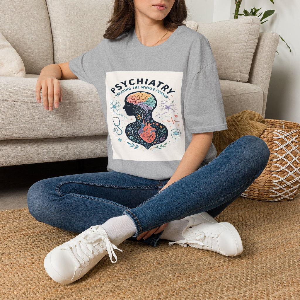 Colorful Brain And Heart In Human Silhouette With Text- Graphic Tees
