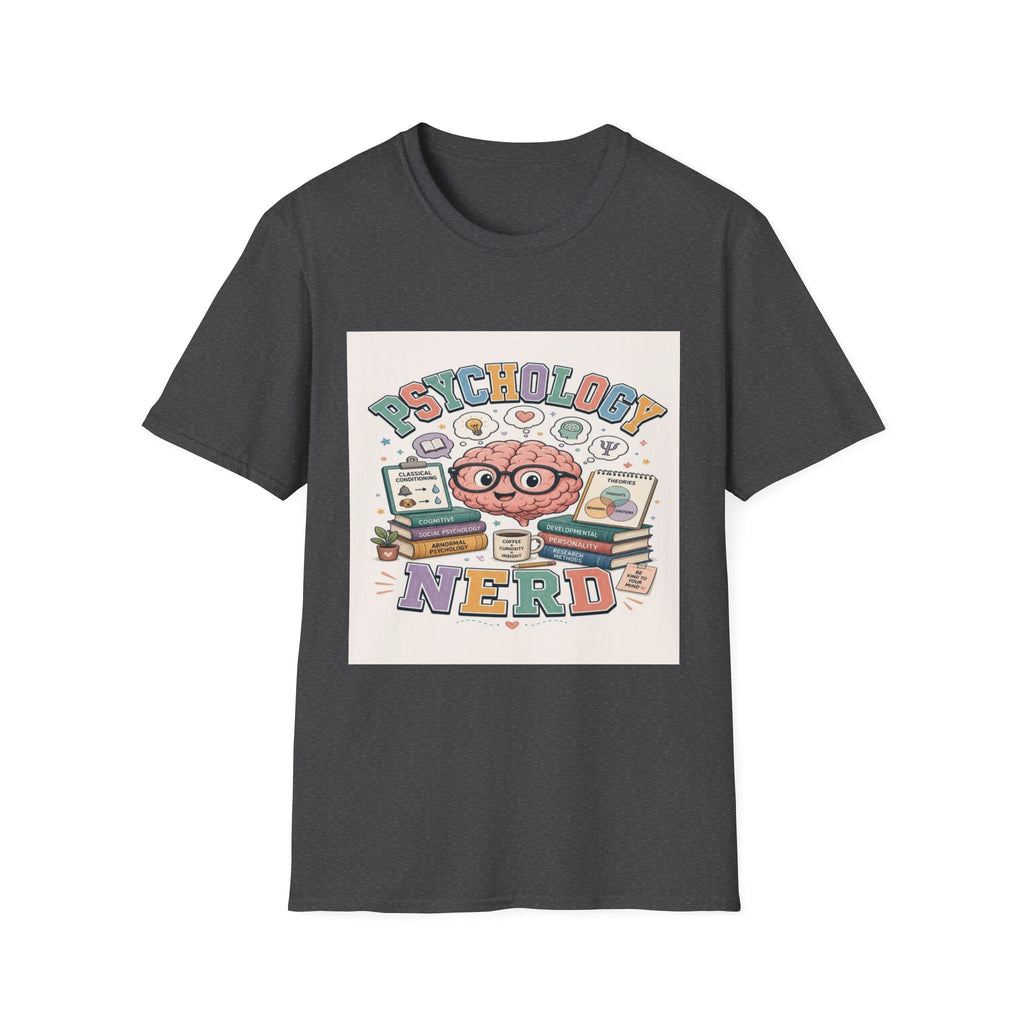 Playful Psychology Nerd T-Shirt Design Featuring Brain And Books- Graphic Tees