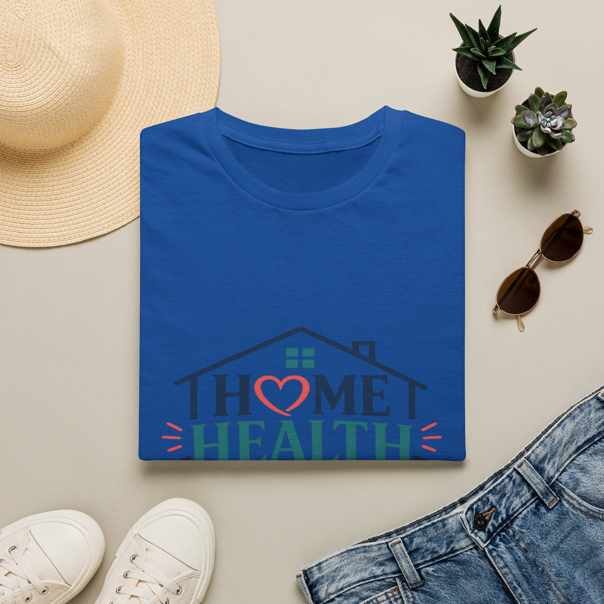 Home Health Nurse T-Shirt Design With Heart And Stethoscope- Graphic Tees