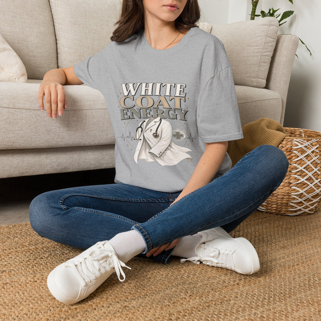 Elegant T-shirt Design Featuring White Coat Energy Typography- Graphic Tees