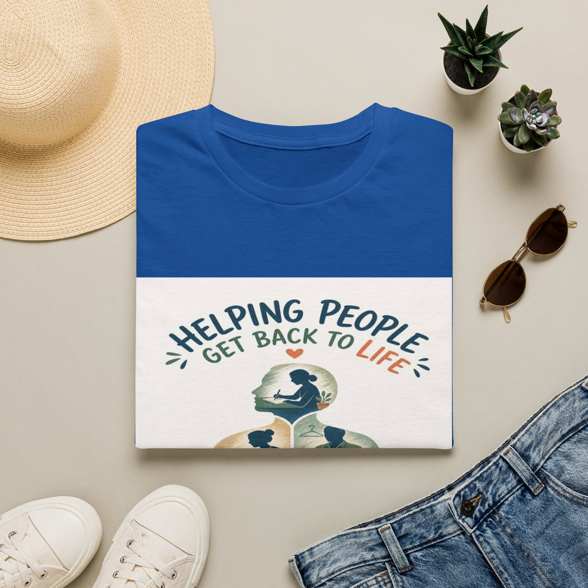 T-shirt Design Featuring Daily Activities Silhouette With OT Symbol- Graphic Tees