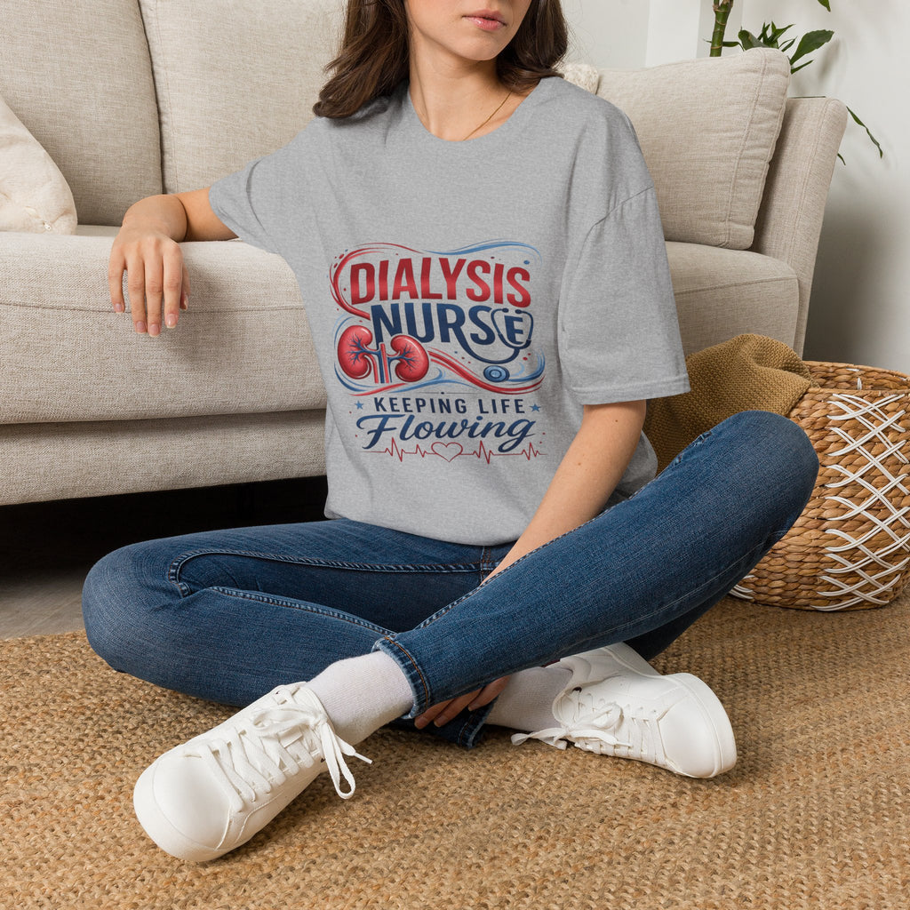 Creative T-Shirt Design Celebrating Dialysis Nurses With Flowing Elements- Graphic Tees