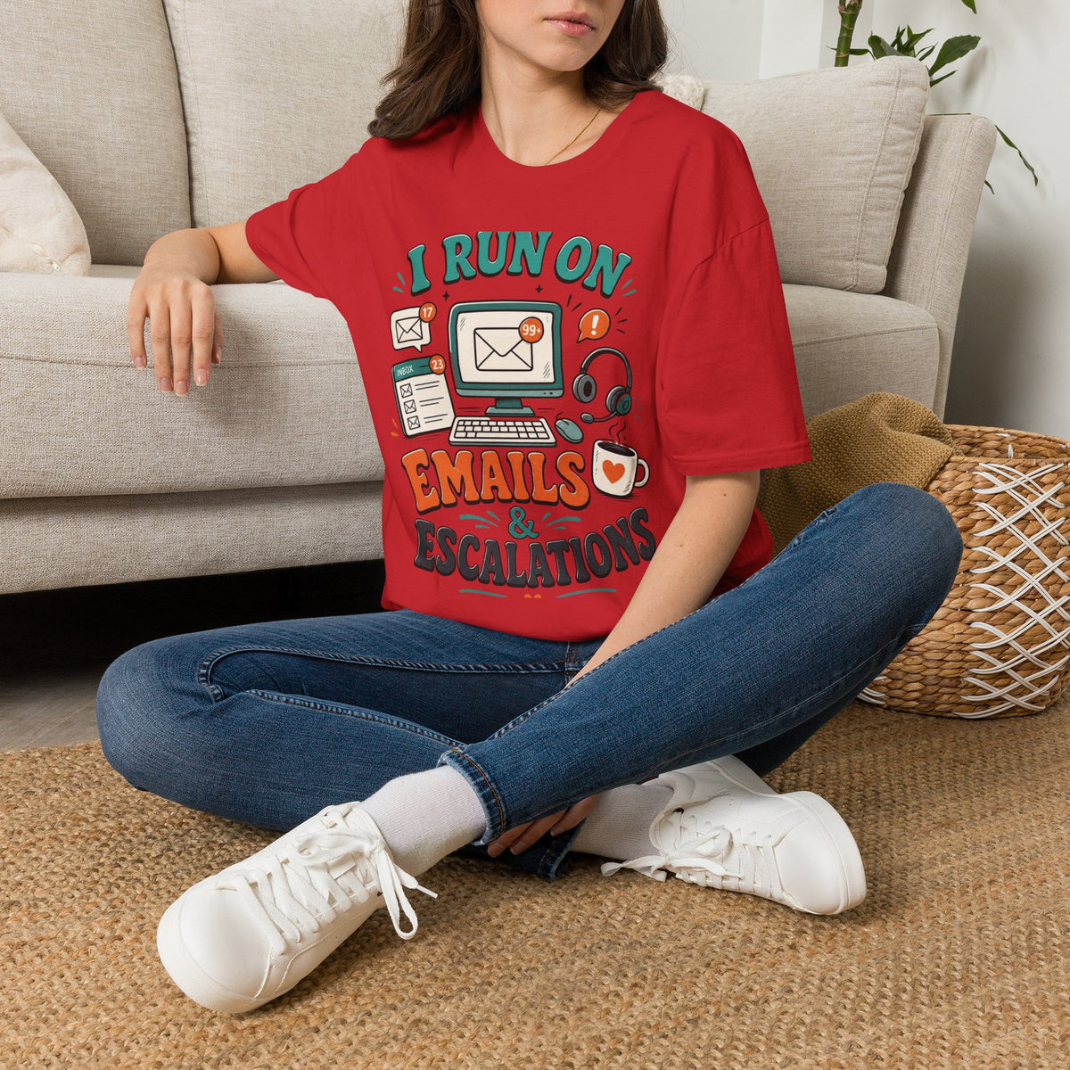 Bold T Shirt Design With Playful Email And Coffee Illustrations