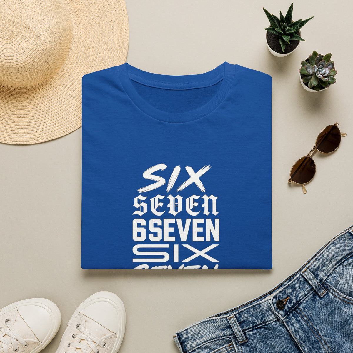 Six Seven Graphic T-Shirt — Stacked Typography Retro Streetwear