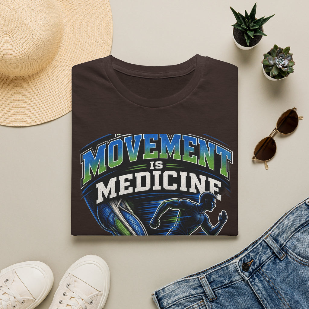 Dynamic T Shirt Design Featuring PT Movement Is Medicine Text
