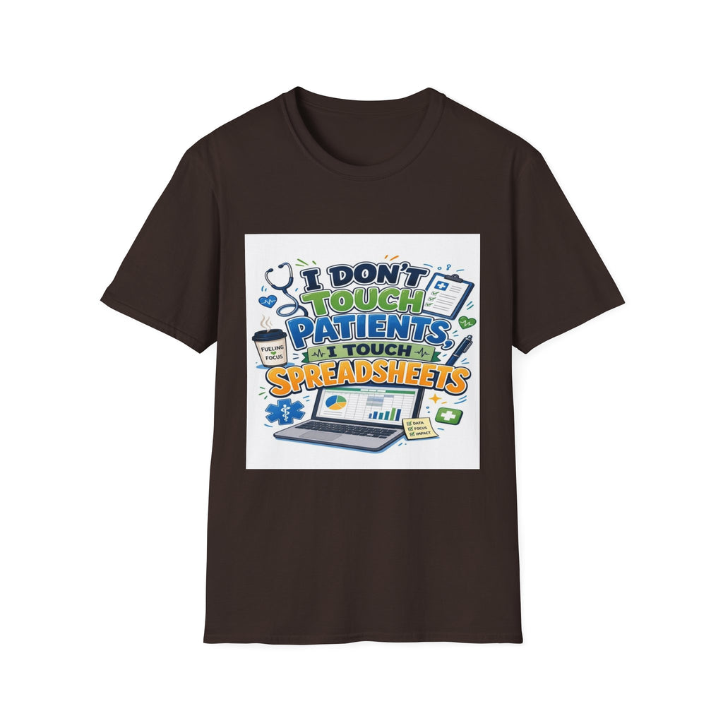 Humorous T-shirt Design Featuring Playful Healthcare And Spreadsheet Imagery- Graphic Tees