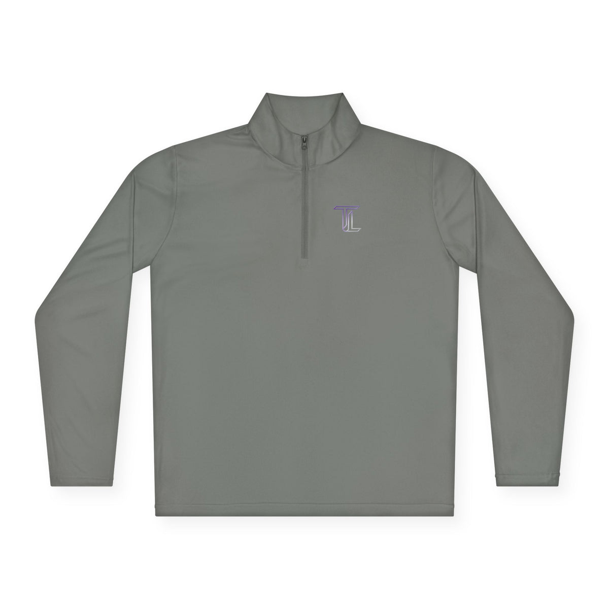 Quarter-Zip Pullover — Minimal Monogram 'T' Embroidered Pullover