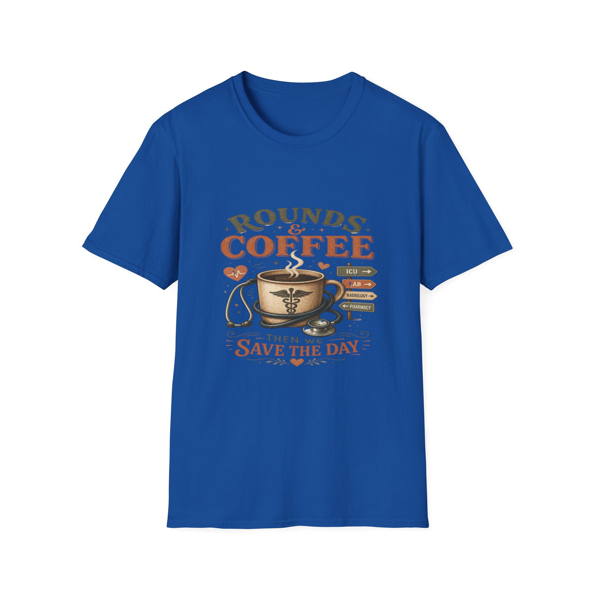 Coffee Cup With Stethoscope Combining Vintage Café And Medical Aesthetics- Graphic Tees