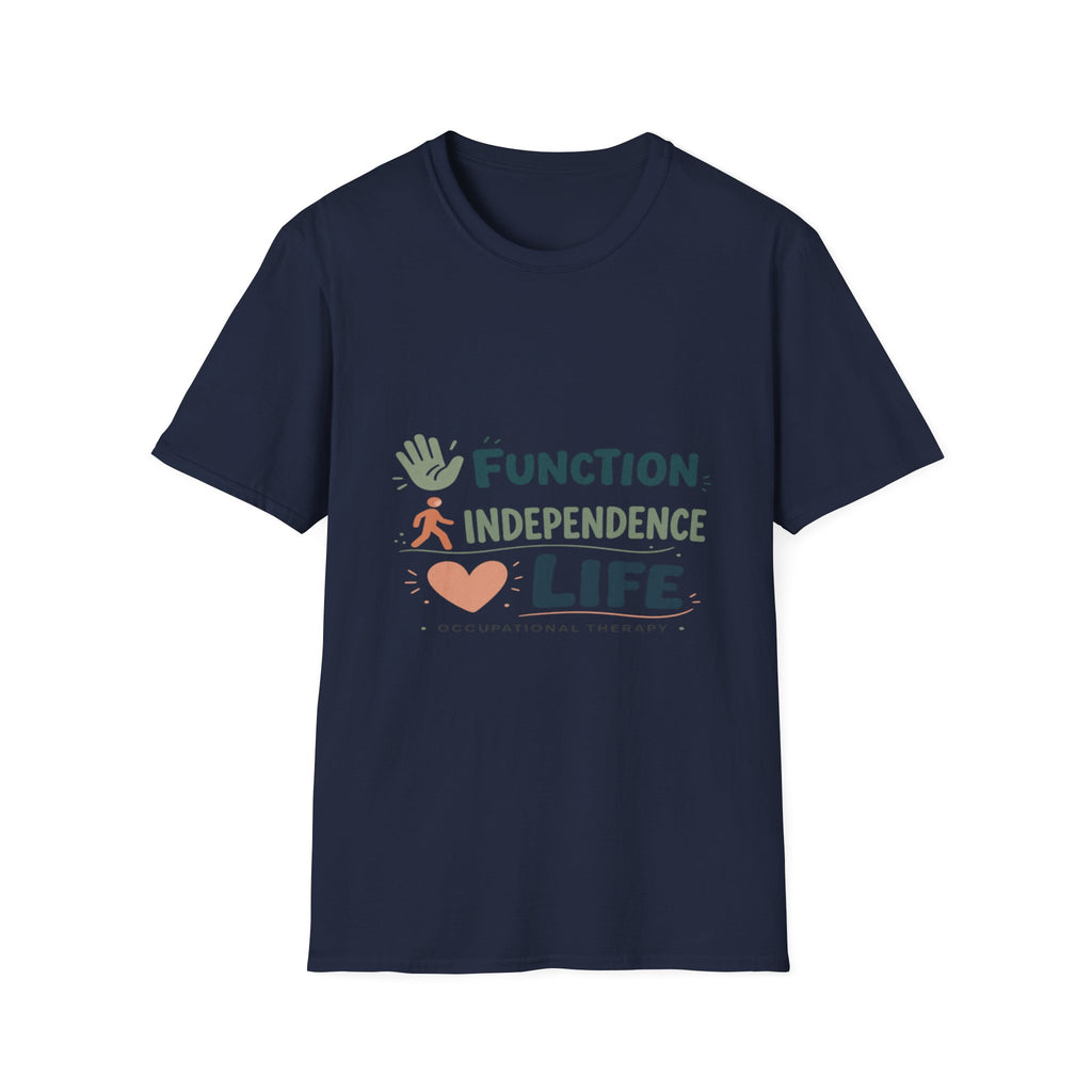 Playful Typography Featuring Function Independence Life With Icons- Graphic Tees