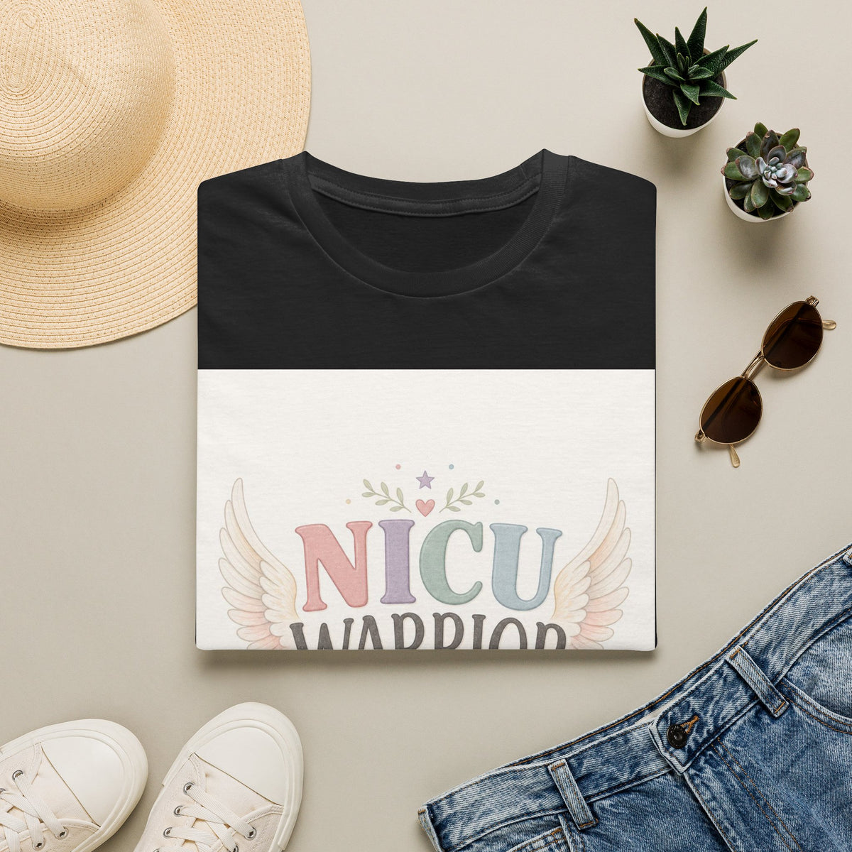 NICU Warrior Design With Baby Footprint And Angel Wings