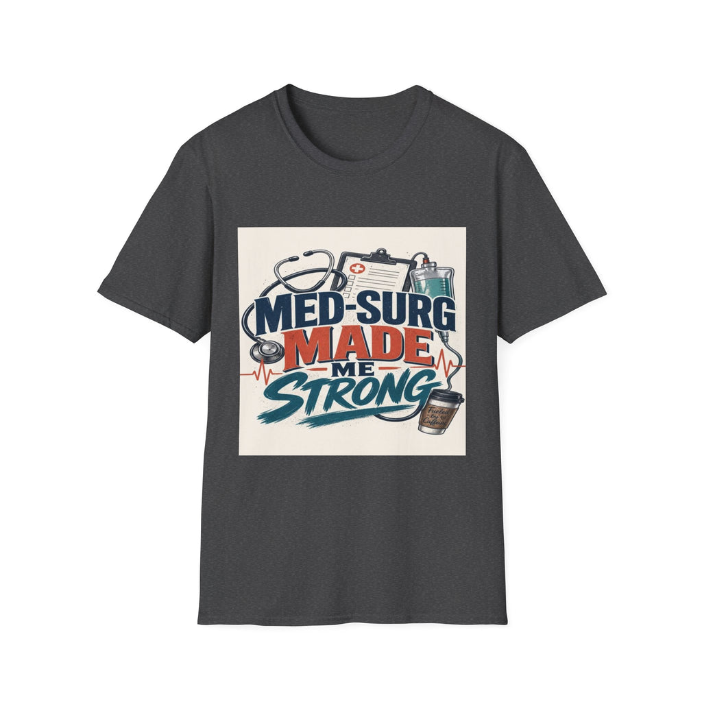 Bold Typography Design Celebrating Med-Surg Strength With Healthcare Icons- Graphic Tees