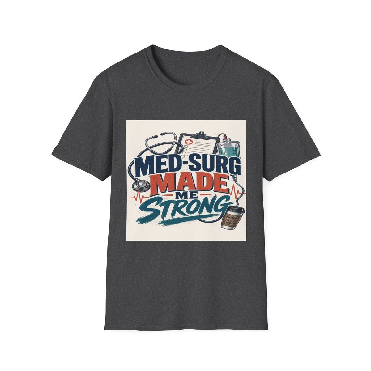 Bold Typography Design Celebrating Med-Surg Strength With Healthcare Icons- Graphic Tees