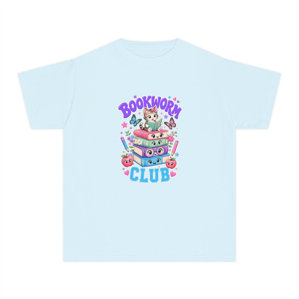 Youth Tee — Cute "Bookworm Club" Stack Graphic
