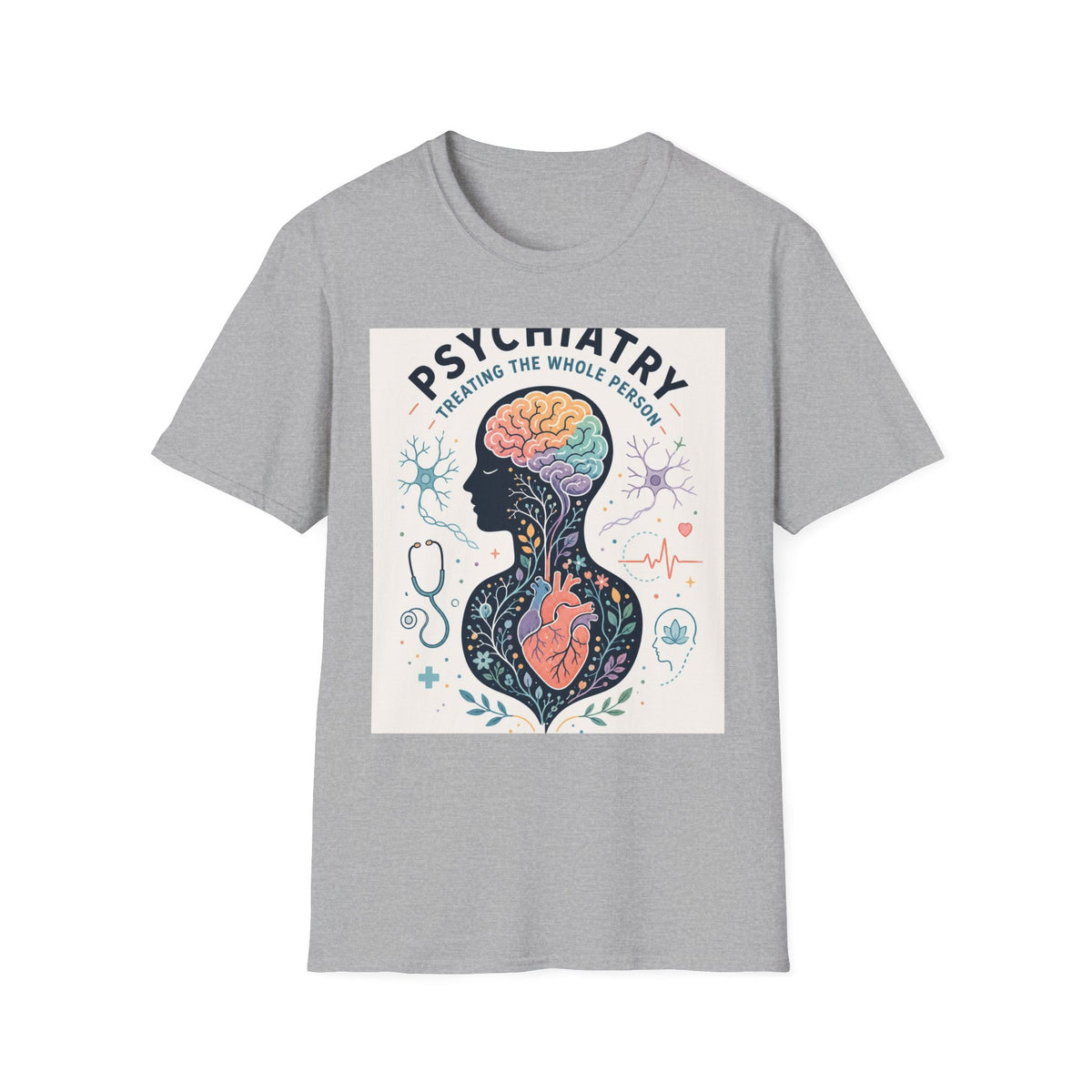 Colorful Brain And Heart In Human Silhouette With Text
