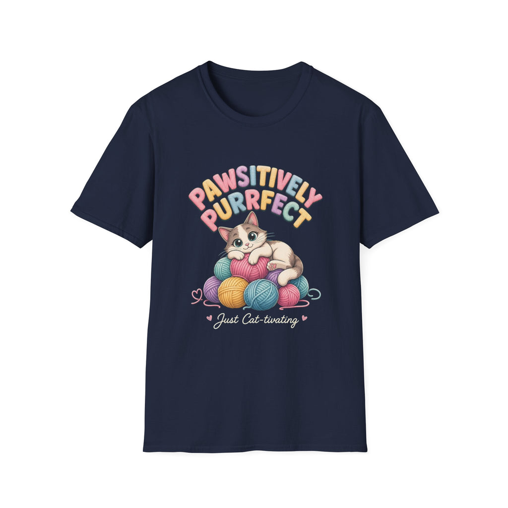 Pawsitively Purrfect Cat T-Shirt — Cute Kitten Yarn Lover Tee