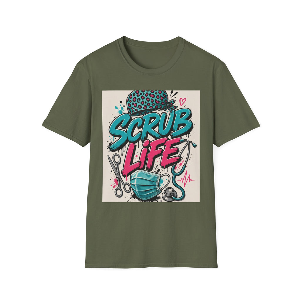 Scrub Life T Shirt Design Featuring Bold Streetwear Typography