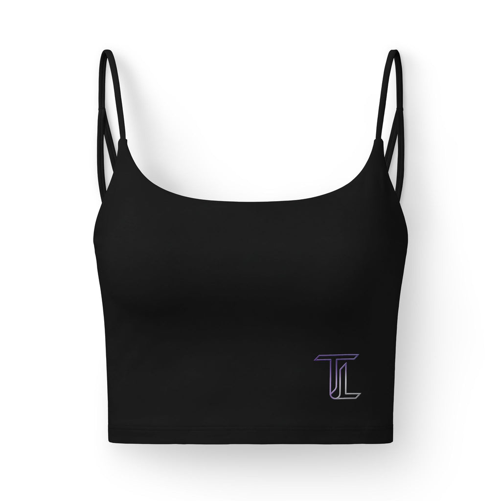 Luxe Women's Bralette – Minimal Black Crop Top with Subtle Monogram