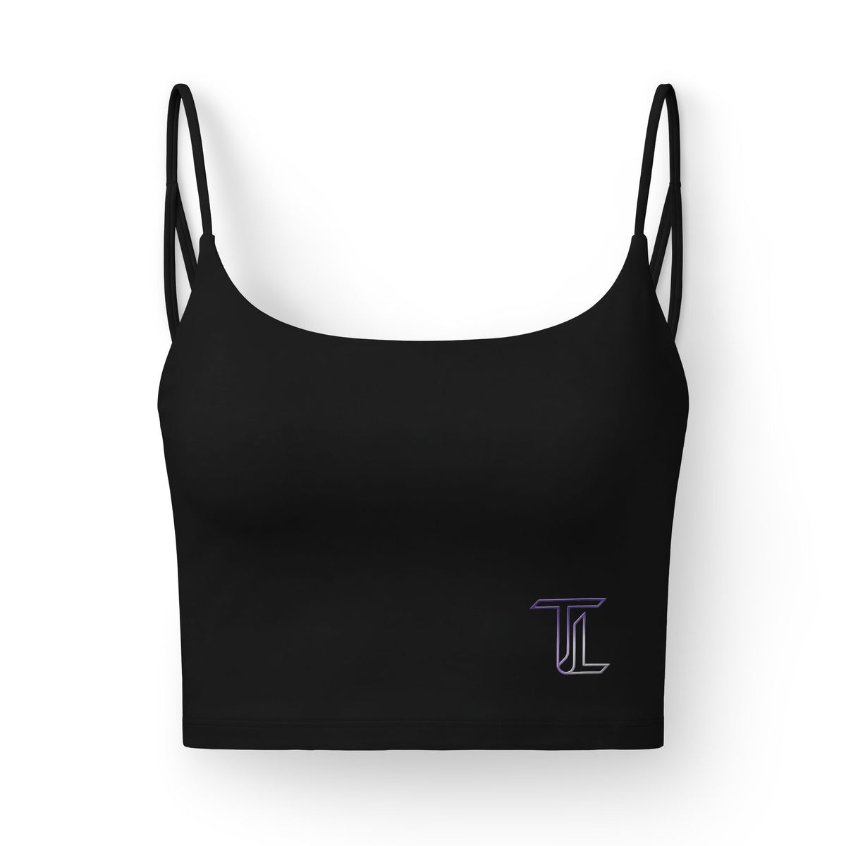 Luxe Women's Bralette – Minimal Black Crop Top with Subtle Monogram