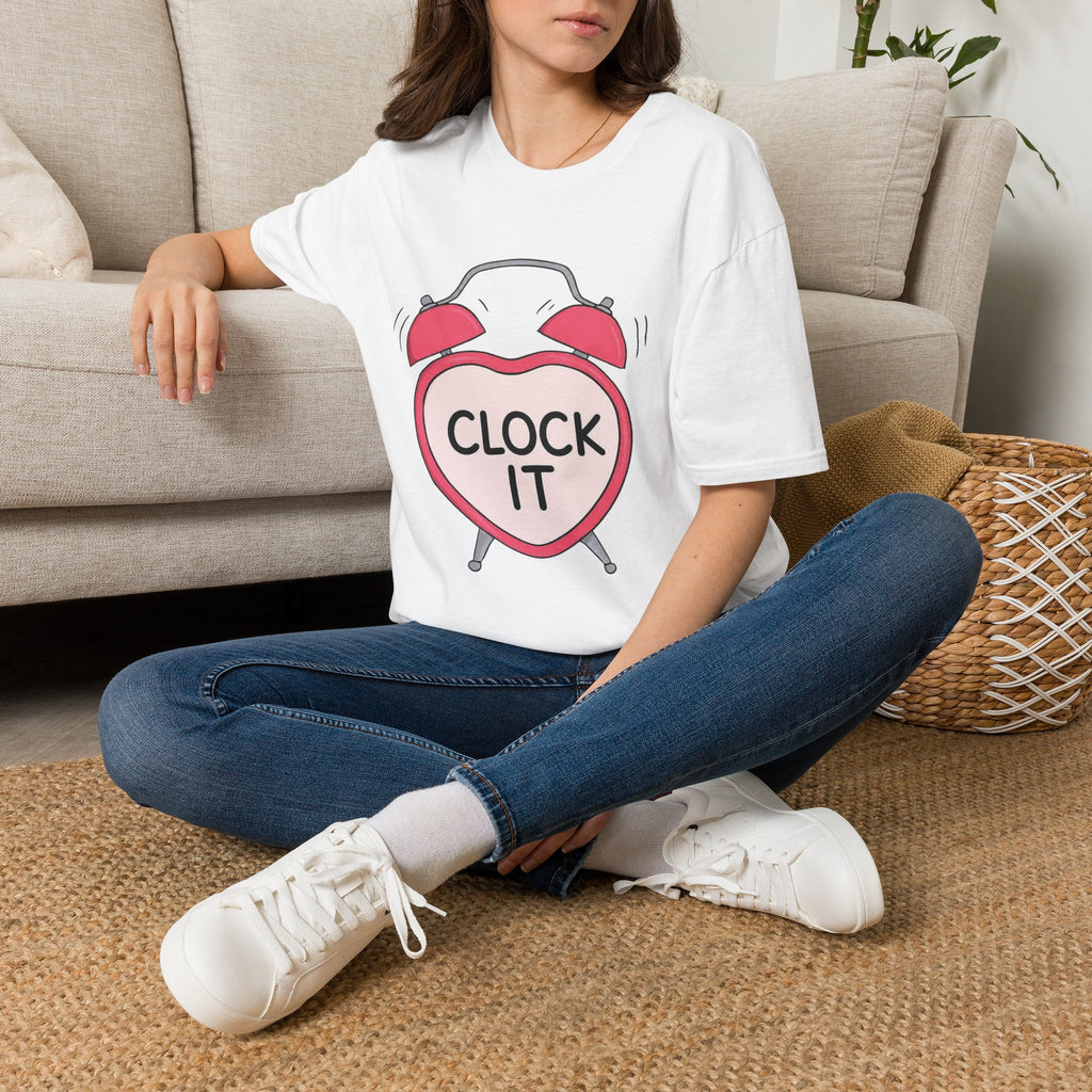Clock It Alarm-Heart Graphic T-Shirt