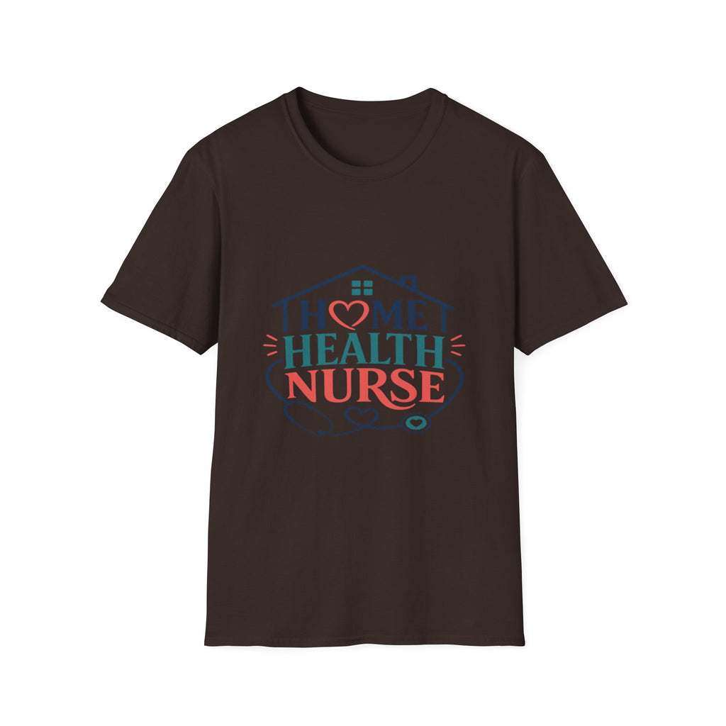 Home Health Nurse T-Shirt Design With Heart And Stethoscope- Graphic Tees