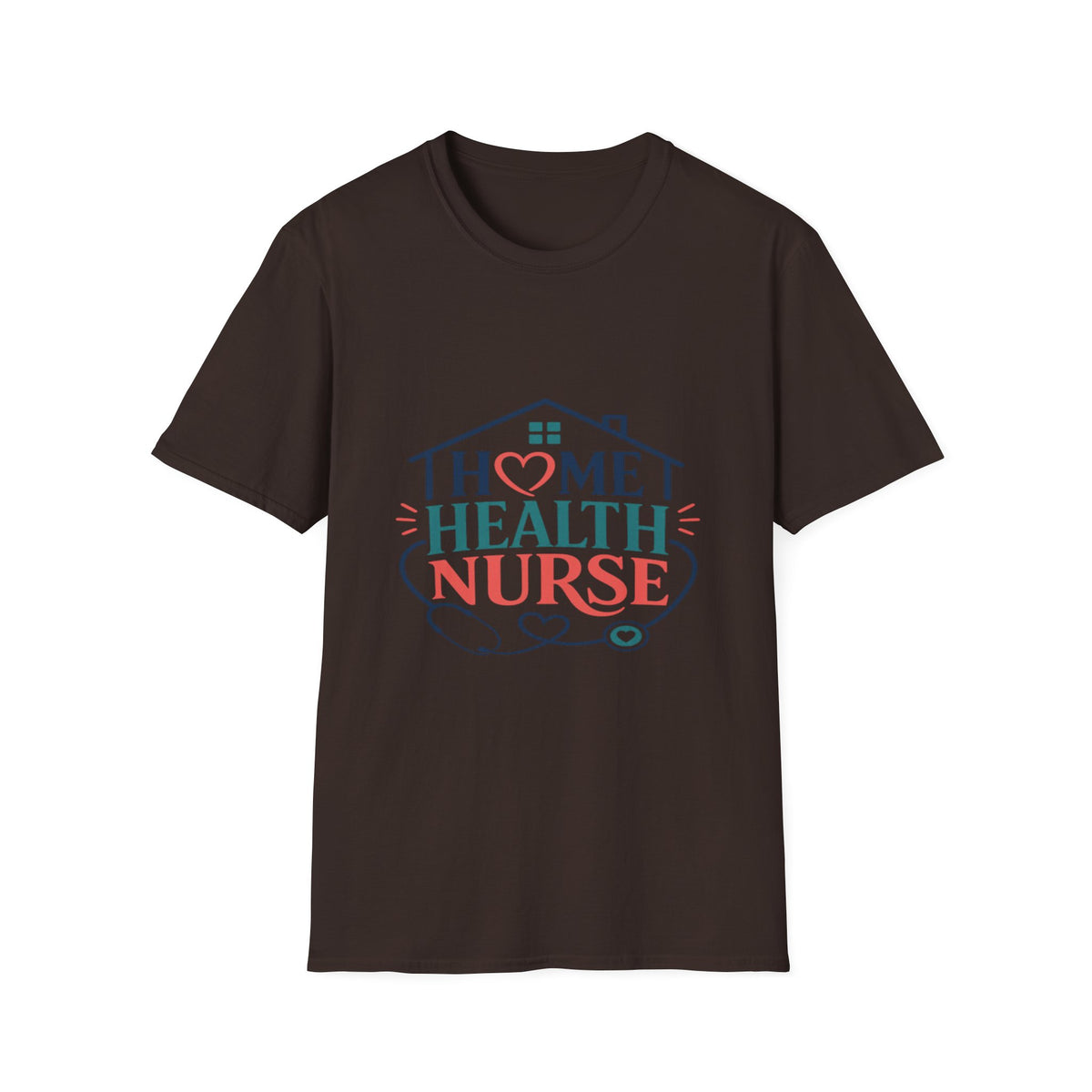Home Health Nurse T-Shirt Design With Heart And Stethoscope- Graphic Tees