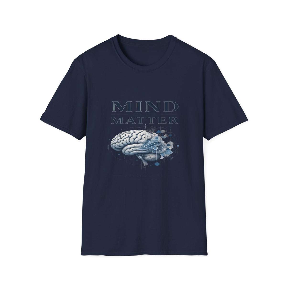 Intricate Brain Illustration With Geometric Patterns And Bold Typography- Graphic Tees