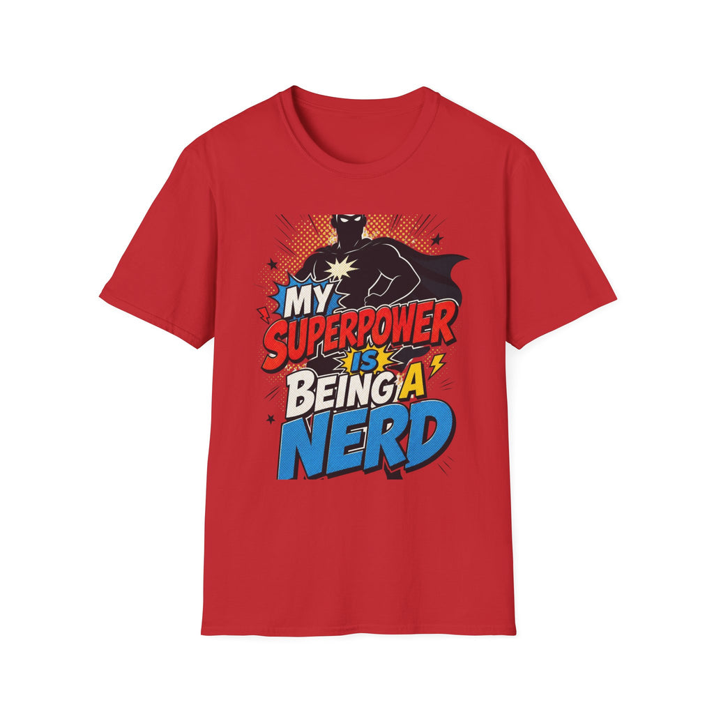 Comic Book Typography Celebrating Nerd Culture With Superhero Silhouette