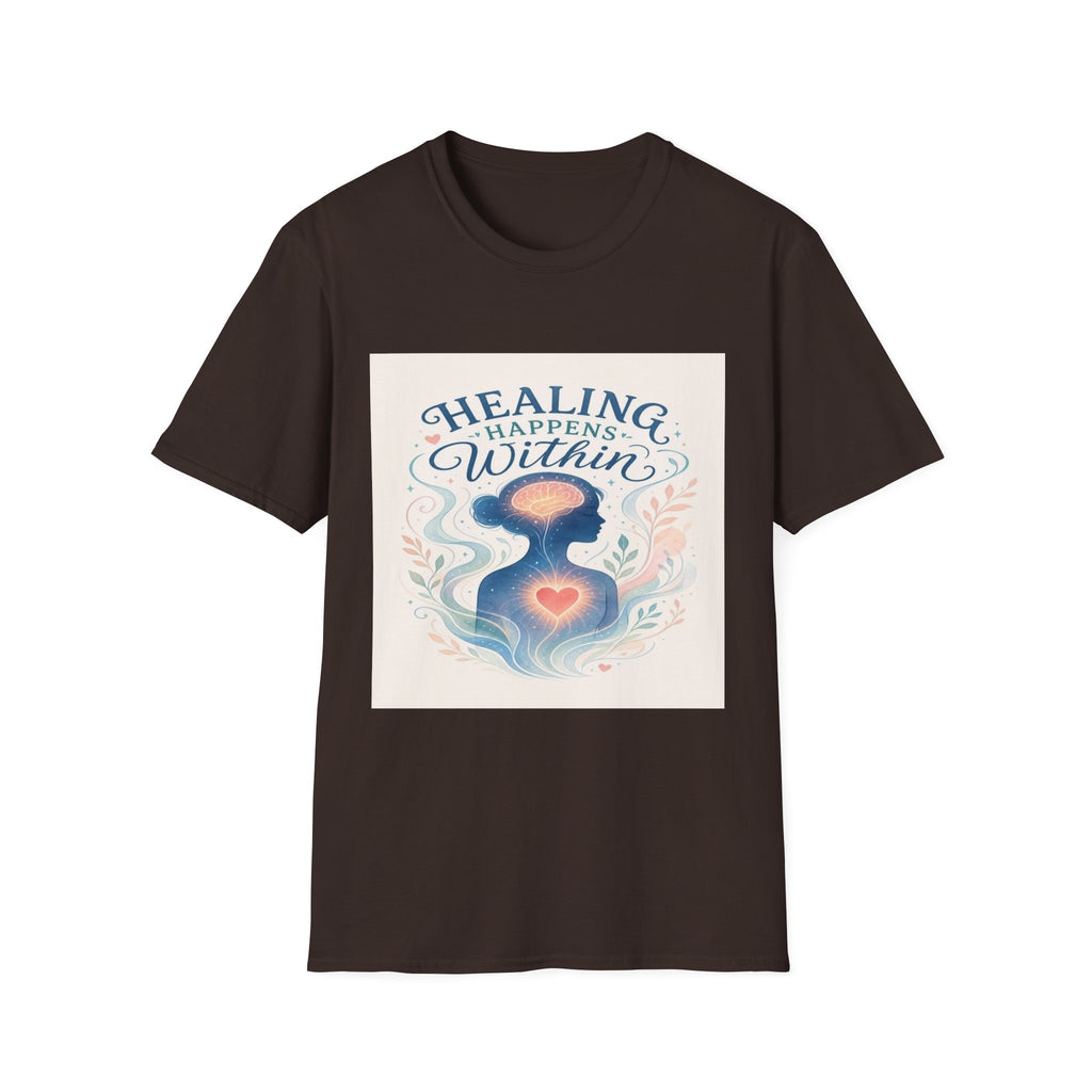 Human Silhouette With Glowing Brain And Heart Design- Graphic Tees